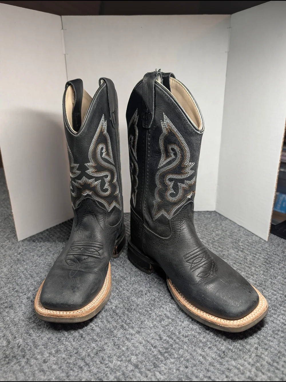 Cody James Boys Westley Western Cowboy Boots, Black Leather Size 12-D